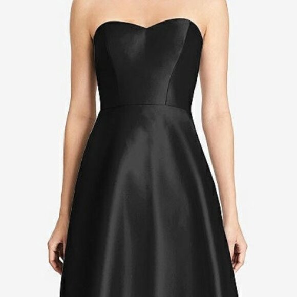 Alfred Sung 748...Strapless A-Line Satin Dress with Pockets....Black...Sz 18 - Picture 5 of 7